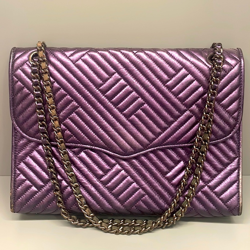 Rebecca Minkoff large envelope bag; purple, adjustable crossbody/shoulder chain